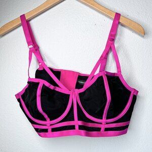 Torrid Simply Mesh Underwire Bra Black Pink Large / 0